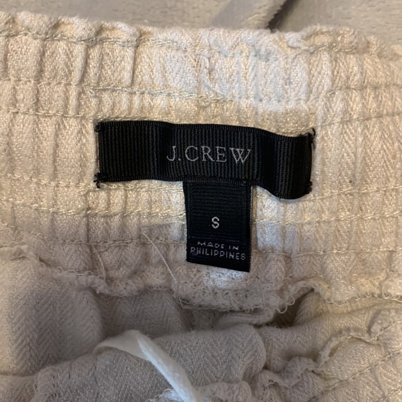 J crew size small Women's natural beige  Linen easy pull on shorts herringbone - Picture 2 of 9